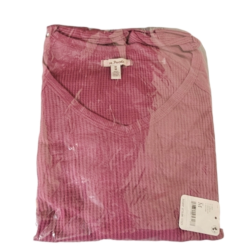 Free People Santa Clara Thermal Oversized Top in Mulberry Size Medium NWT - Picture 6 of 11